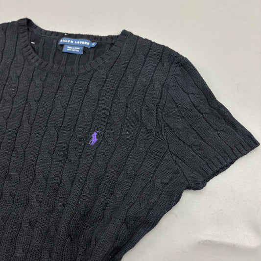 Black Ralph Lauren Knitted T-Shirt - Women M - Very Good