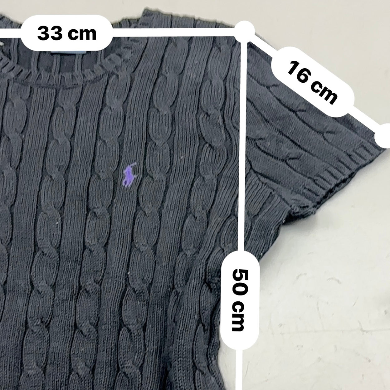 Black Ralph Lauren Knitted T-Shirt - Women M - Very Good