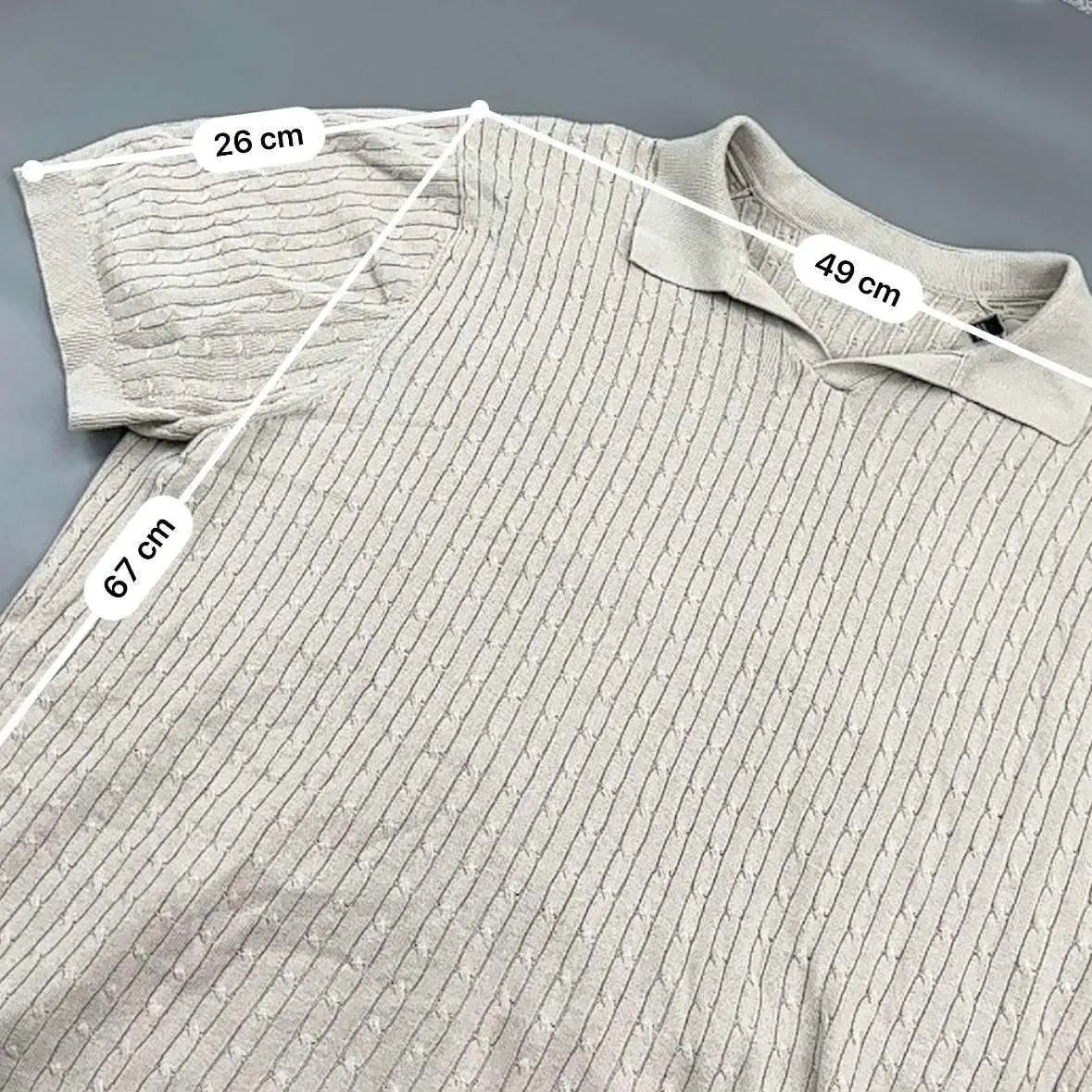 Beige Knitted Polo Shirt Massimo Dutti - XXL - New, Never Worn - Revaleur