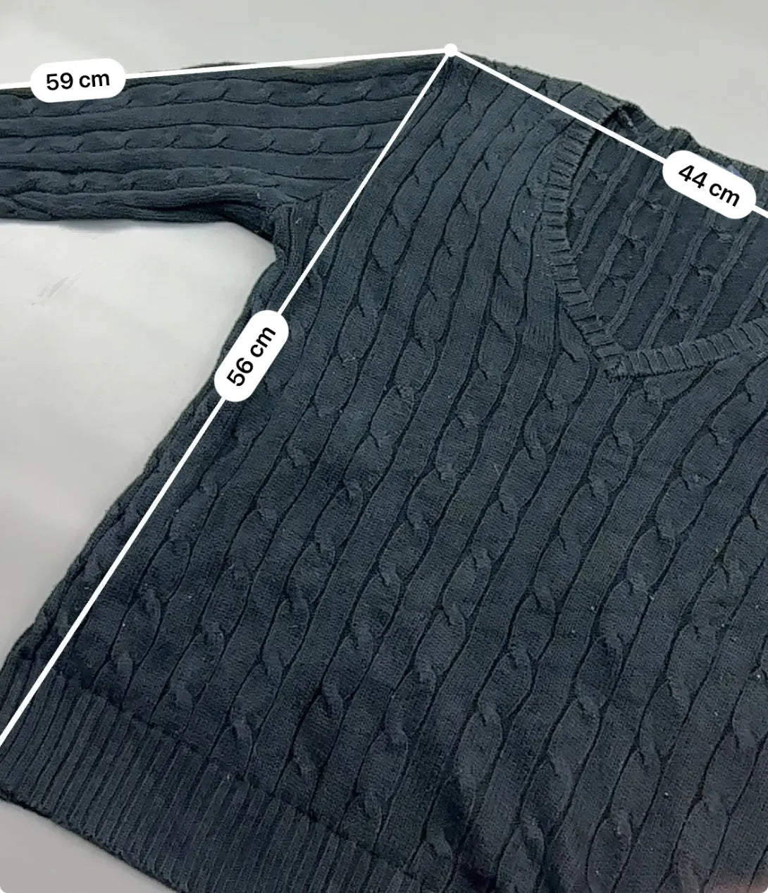 Black Ralph Lauren Knitted V - Neck - L - Excellent Condition - Revaleur