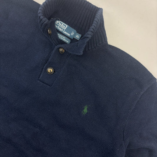 Blue Ralph Lauren Buttoned Sweater - Men XL - Very Good - Revaleur