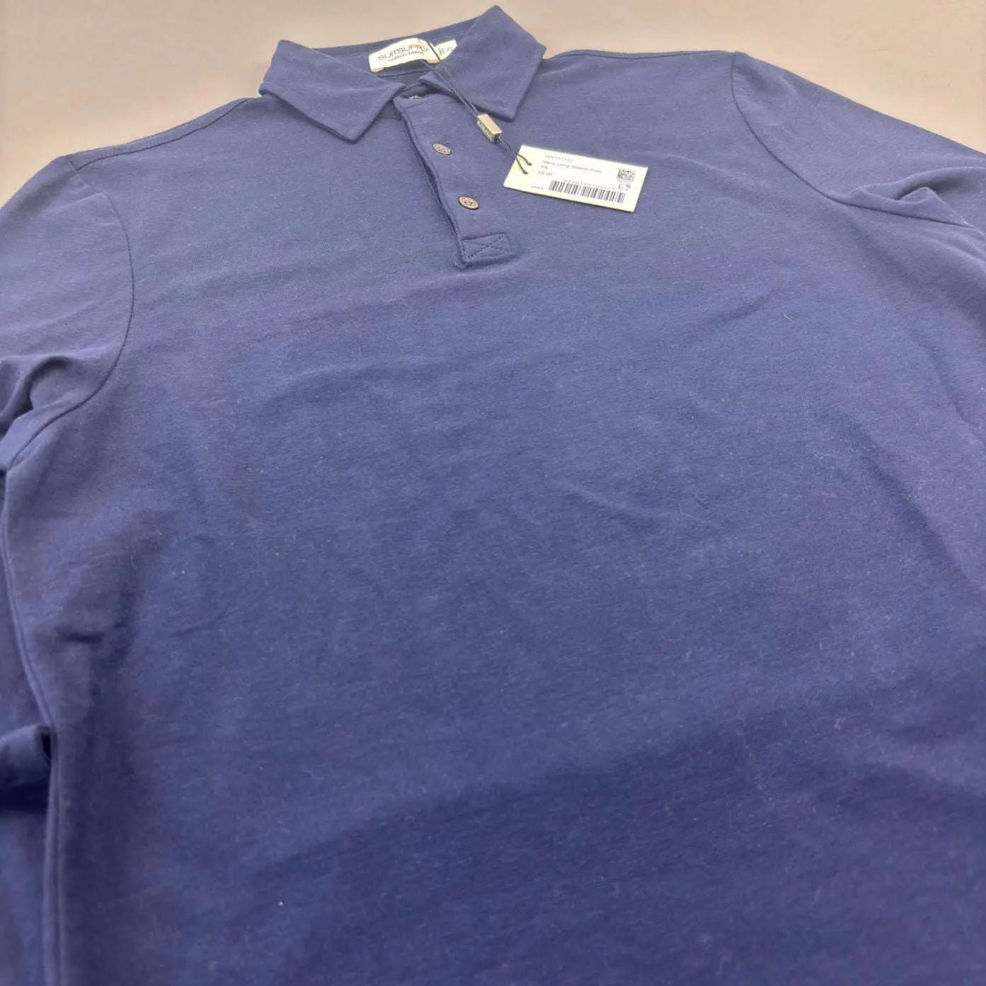 Blue Suitsupply Longsleeve Polo Shirt - Men XS - New With Tags - Revaleur