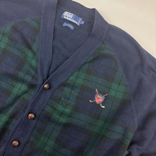 Blue/Green Ralph Lauren Cardigan - Men L - Very Good - Revaleur