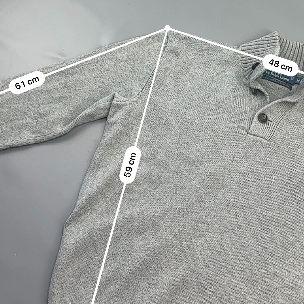 Grey Ralph Lauren Buttoned Sweater - Men M - New - Revaleur