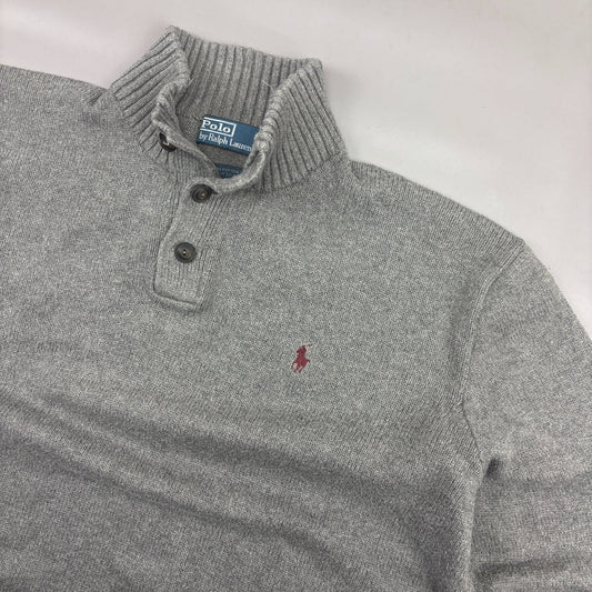 Grey Ralph Lauren Buttoned Sweater - Men XXL - Very Good - Revaleur