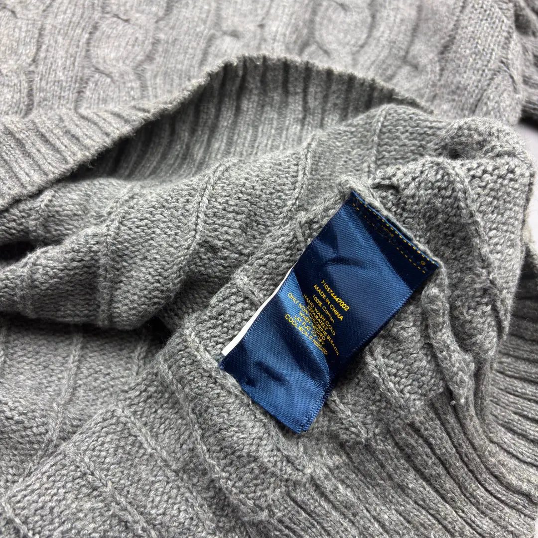 Grey Ralph Lauren Knitted Sweater - L - Excellent Condition - Revaleur