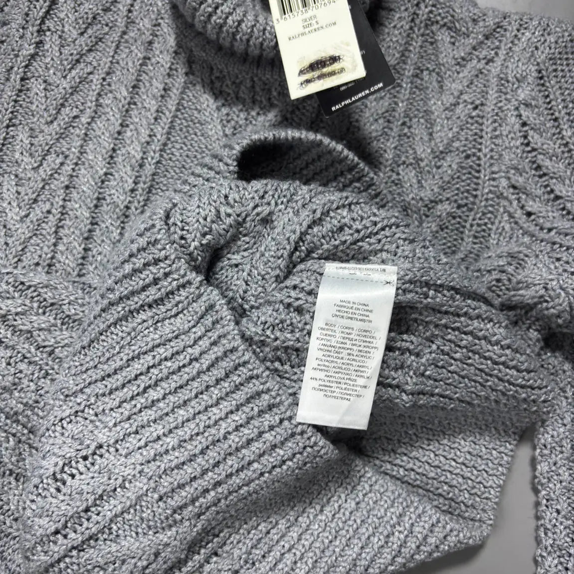 Lauren Ralph Lauren Turtleneck S – Silver – New, With Tags - Revaleur