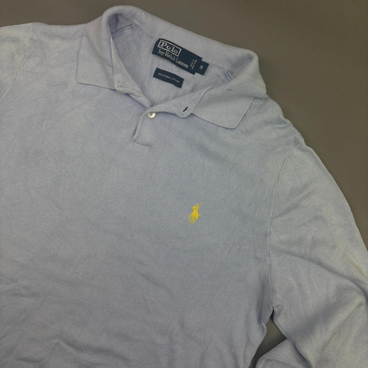 Light Blue Ralph Lauren Longsleeve Polo Shirt - Men S - Very Good - Revaleur