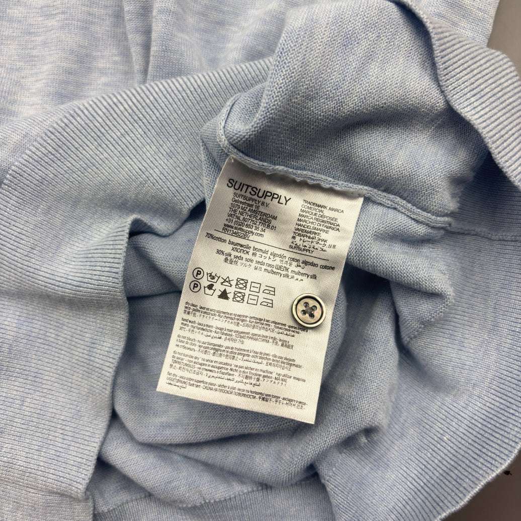 Light Blue Suitsupply Polo Shirt - Men M - New - Revaleur
