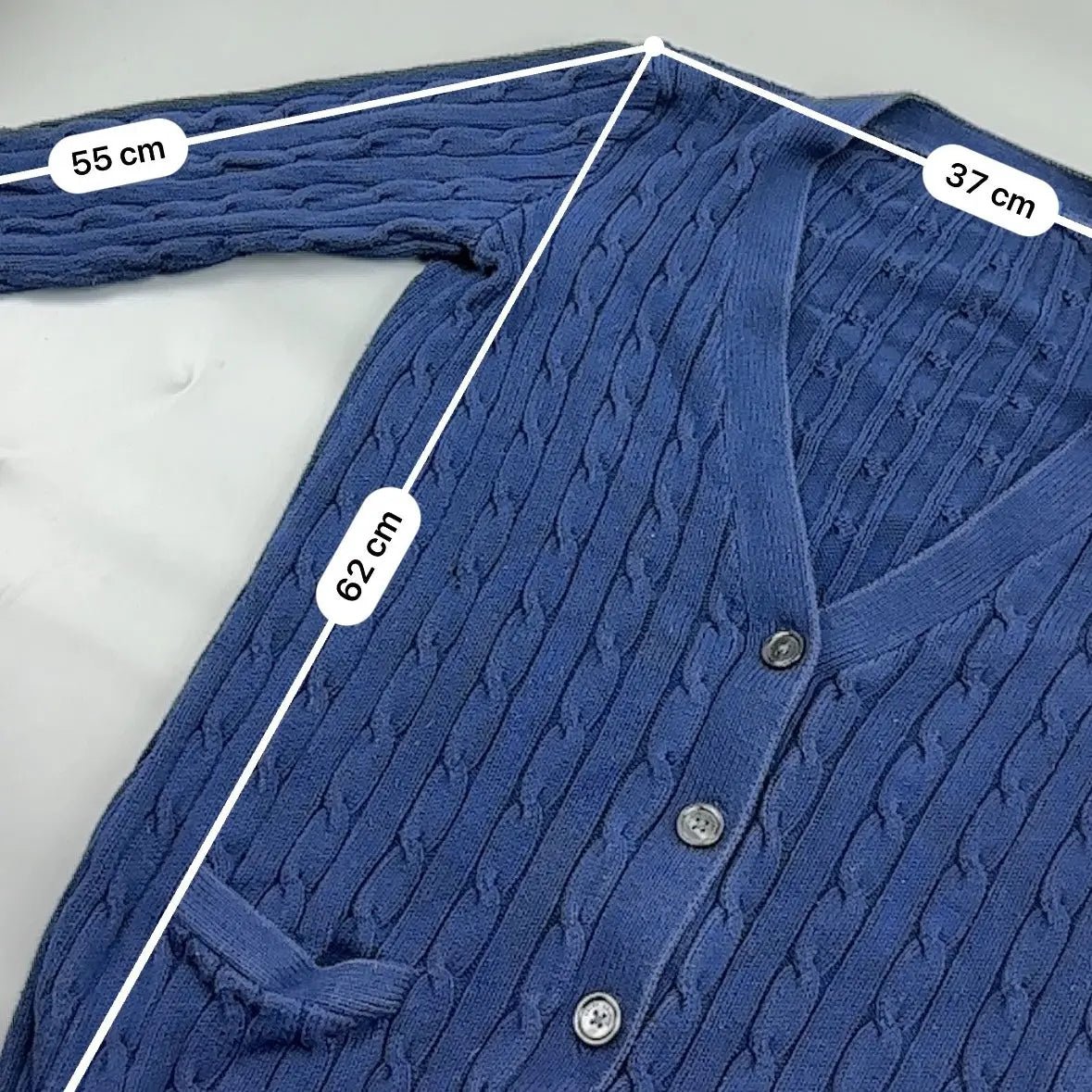 Navy Ralph Lauren Cable Knit Cardigan - M - Excellent Condition - Revaleur