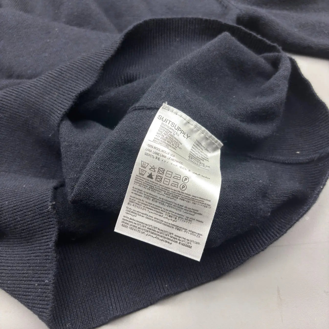 Navy Suitsupply Half Zip Sweater - Size L - New, Never Worn - Revaleur