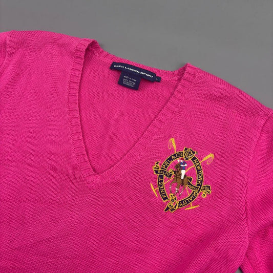 Pink Ralph Lauren V - neck Sweater - L - Very Good - Revaleur