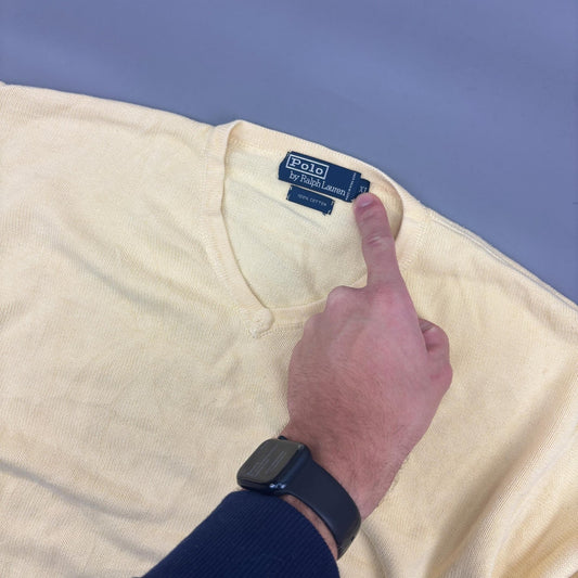 Yellow Ralph Lauren V - neck Sweater - Men XL - Very Good - Revaleur