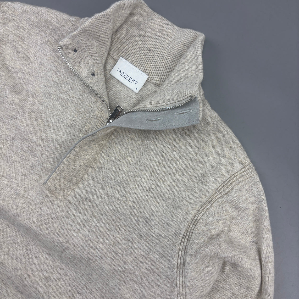 Beige Profuomo Half Zip - Men S - Very Good