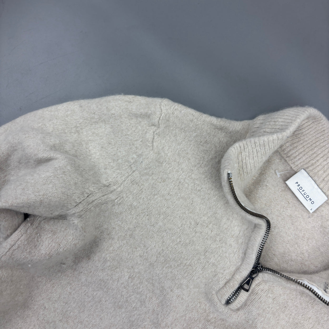 Beige Profuomo Half Zip - Men L - Very Good