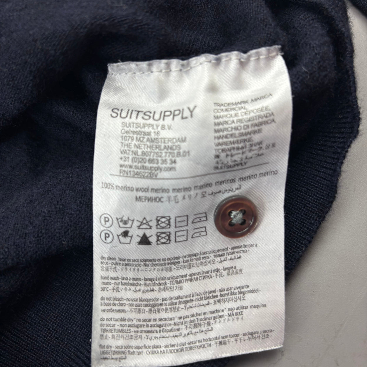 Navy Suitsupply Longsleeve Polo Shirt - Men XS - Very Good