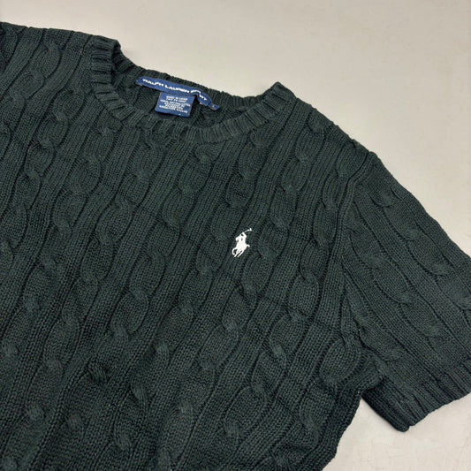 Black Ralph Lauren Knitted T-Shirt - Women L - Very Good