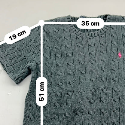 Black Ralph Lauren Knitted T-Shirt - Women L - Very Good
