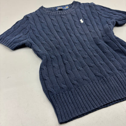 Navy Ralph Lauren Knitted T-Shirt - Women XL - Very Good