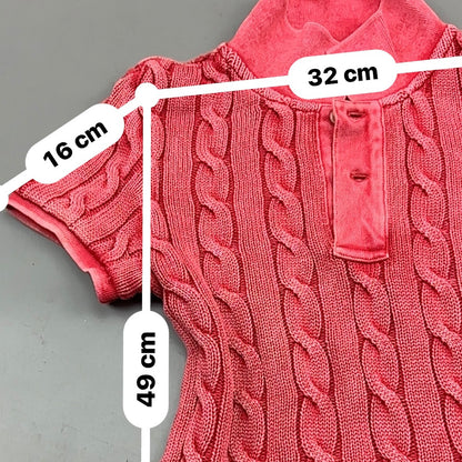 Red Ralph Lauren Knitted T-Shirt - Women XS - Very Good
