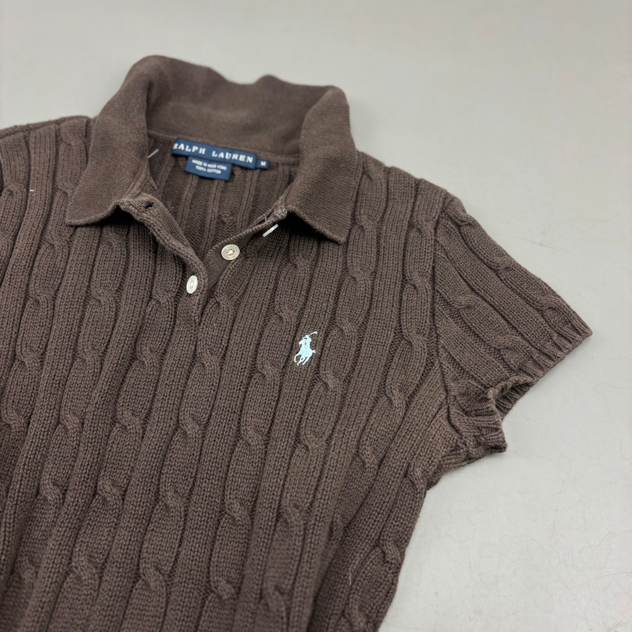 Brown Ralph Lauren Knitted T-Shirt - Women M - Very Good