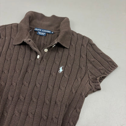 Brown Ralph Lauren Knitted T-Shirt - Women M - Very Good