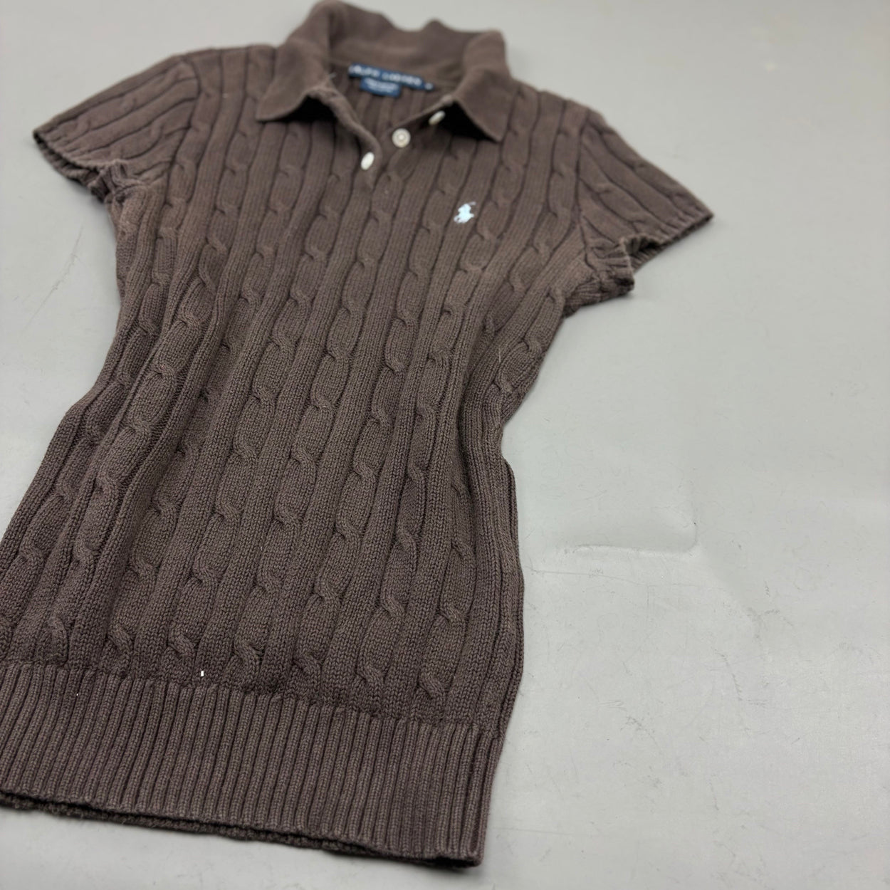 Brown Ralph Lauren Knitted T-Shirt - Women M - Very Good