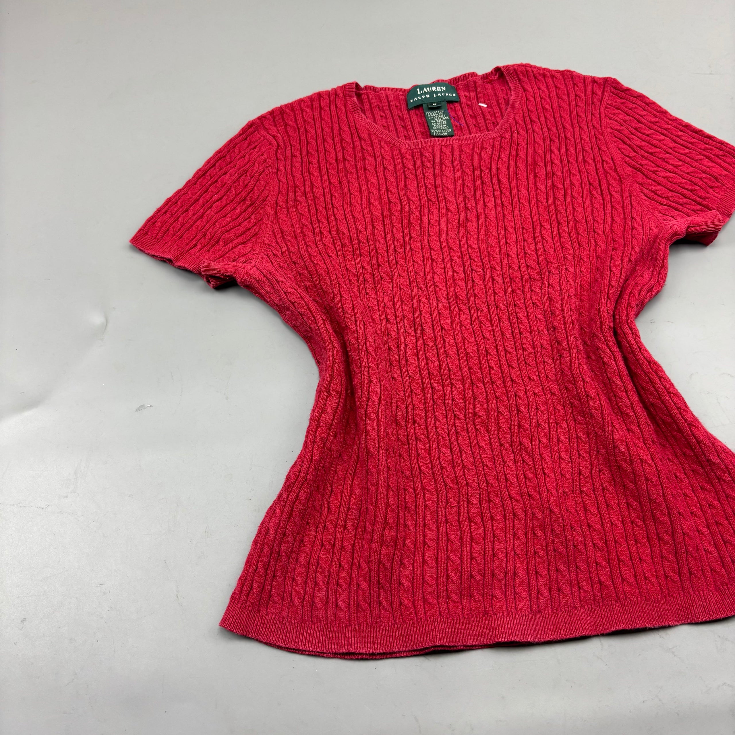 Red Ralph Lauren Knitted T-Shirt - Women M - Very Good