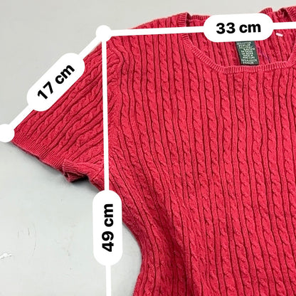 Red Ralph Lauren Knitted T-Shirt - Women M - Very Good