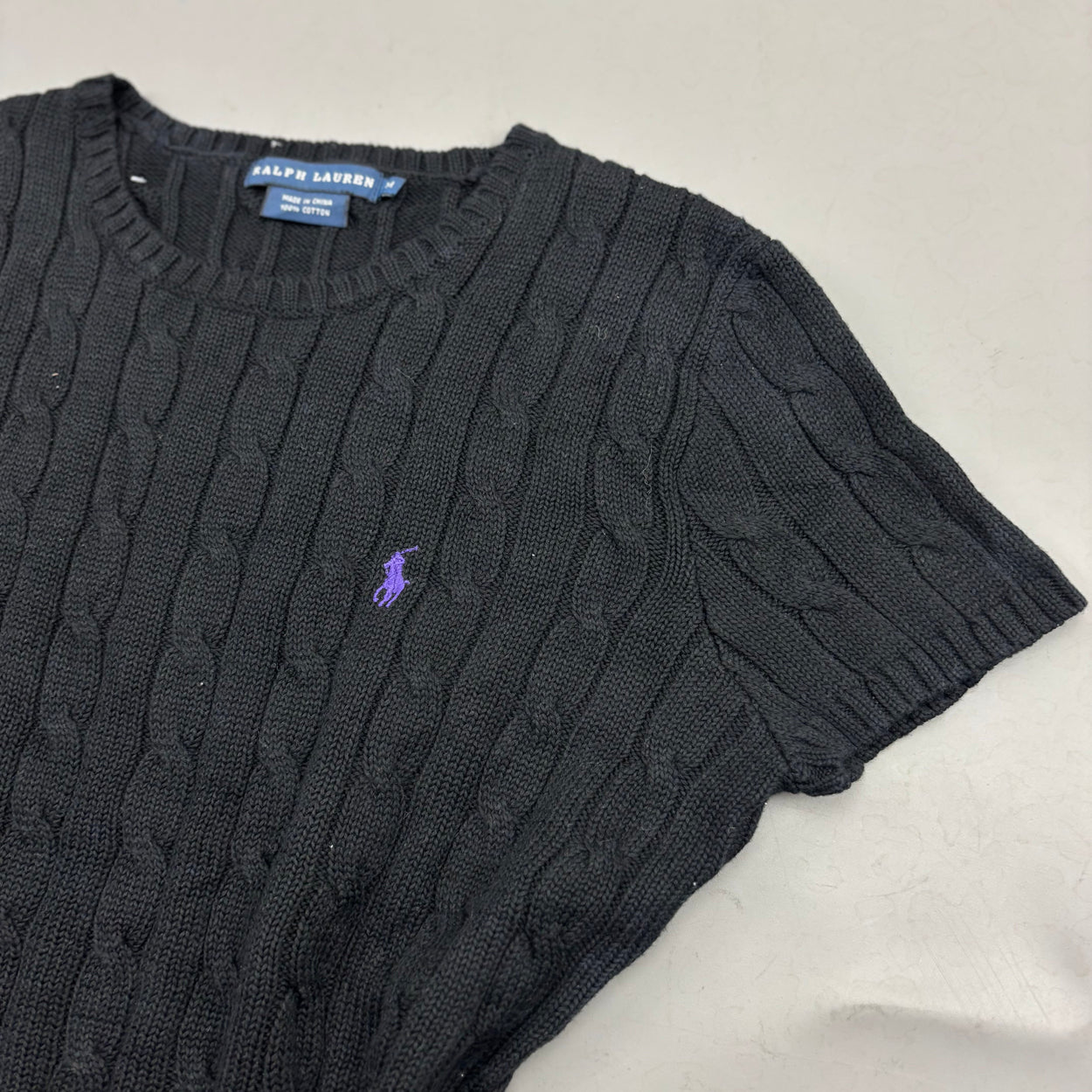 Black Ralph Lauren Knitted T-Shirt - Women M - Very Good