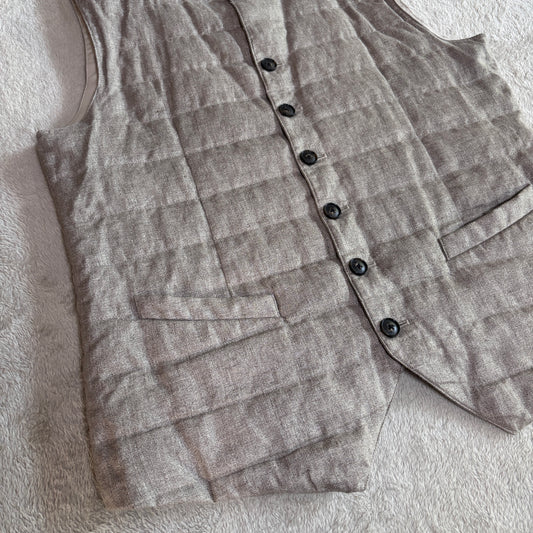 Linen Suitsupply Bodywarmer Beige - M - New, Never Worn