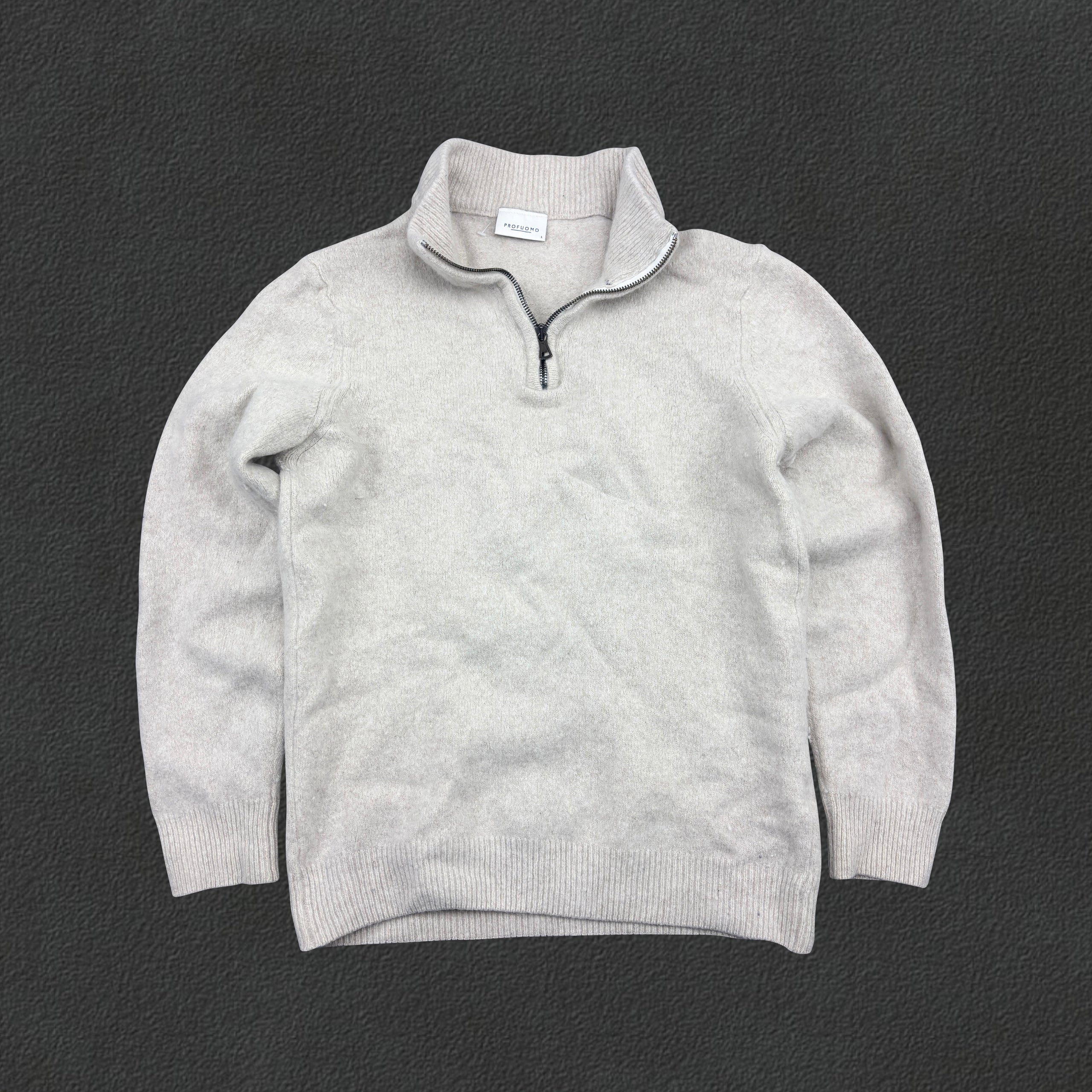 Beige Profuomo Half Zip - Men L - Very Good