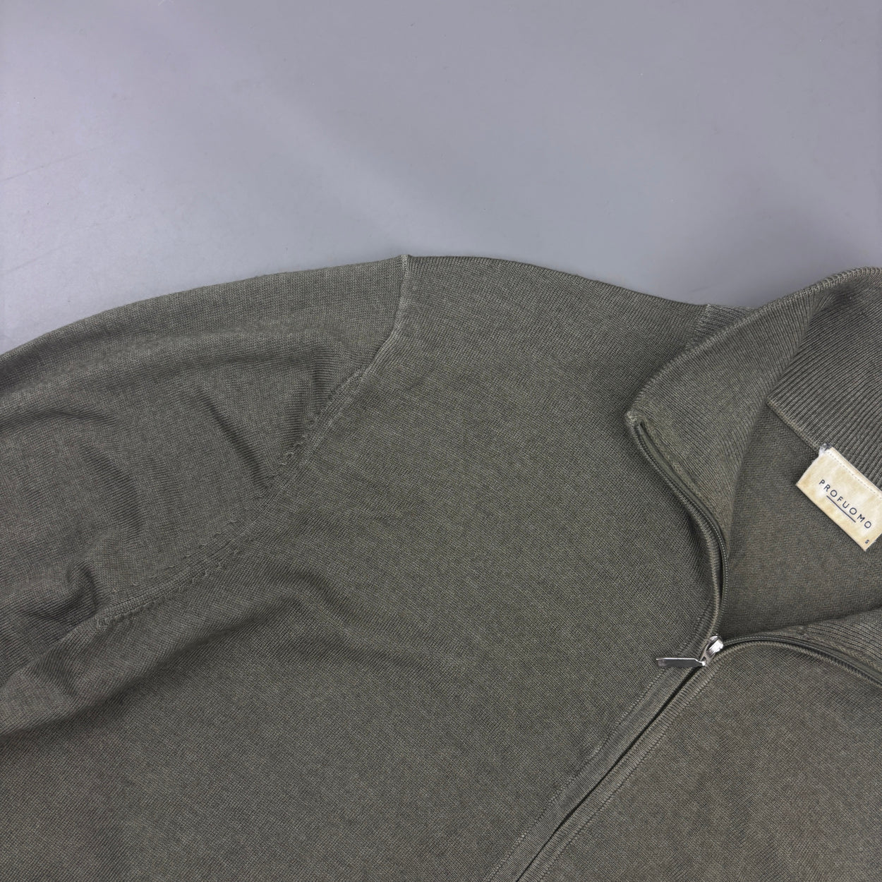 Khaki Profuomo Zip Vest - Men S - Very Good