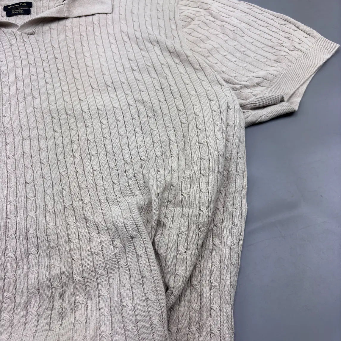 Beige Knitted Polo Shirt Massimo Dutti - XXL - New, Never Worn - Revaleur