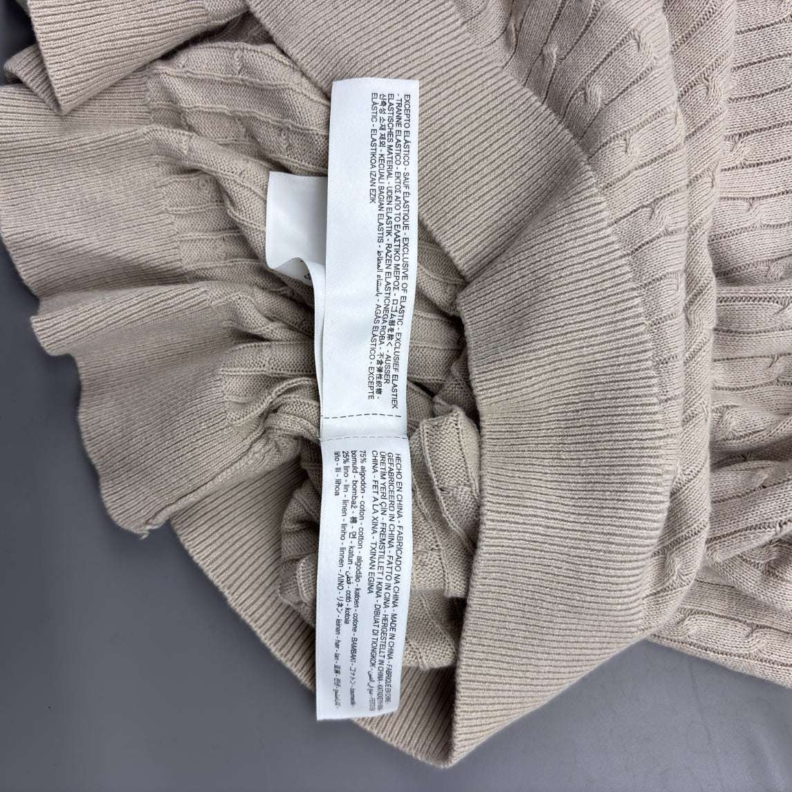 Beige Knitted Polo Shirt Massimo Dutti - XXL - New, Never Worn - Revaleur