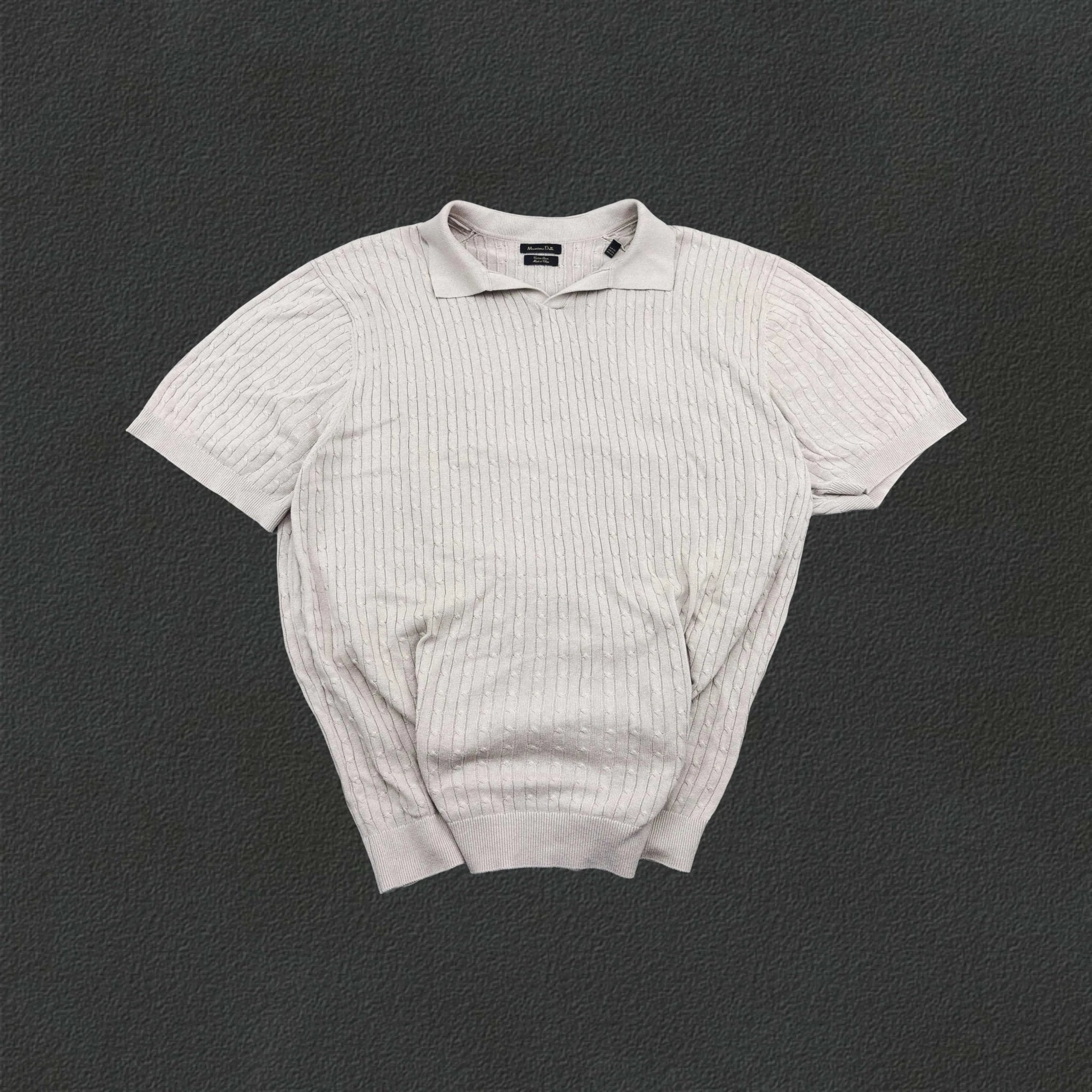 Beige Knitted Polo Shirt Massimo Dutti - XXL - New, Never Worn - Revaleur