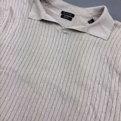 Beige Knitted Polo Shirt Massimo Dutti - XXL - New, Never Worn - Revaleur