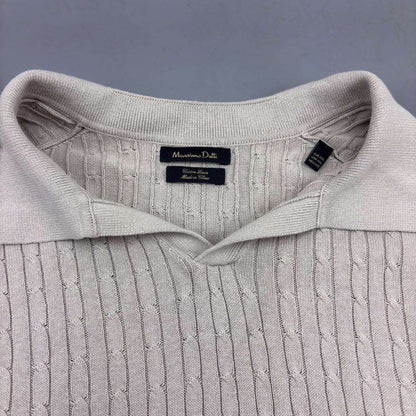 Beige Knitted Polo Shirt Massimo Dutti - XXL - New, Never Worn - Revaleur