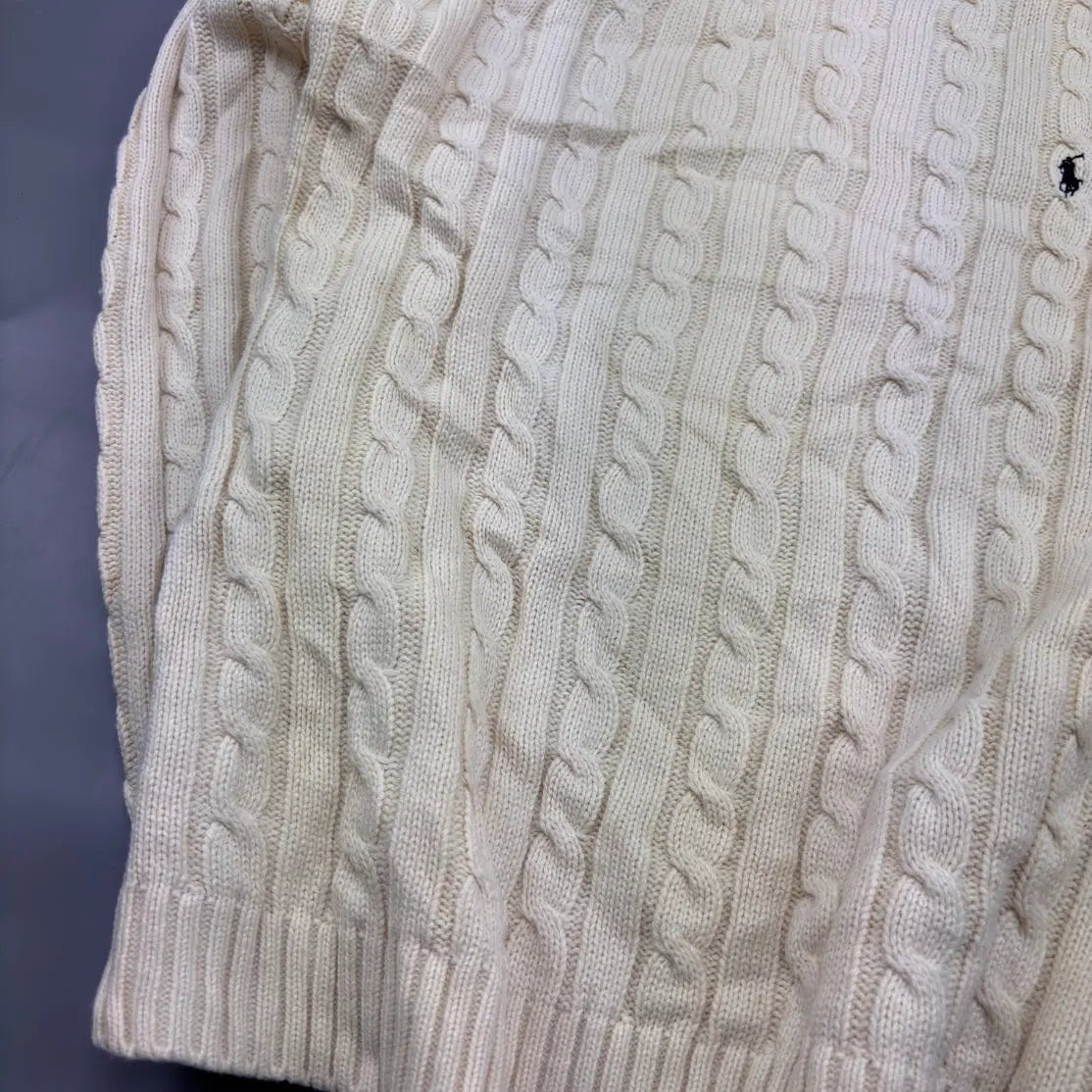 Beige Ralph Lauren Cable Knit Sweater - L - Excellent Condition - Revaleur