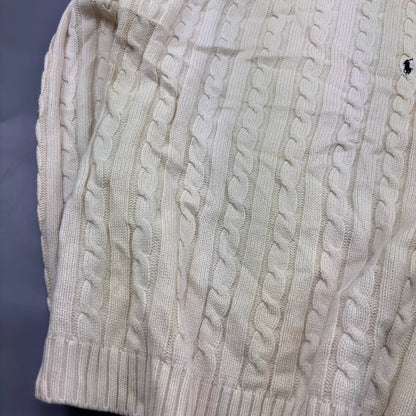 Beige Ralph Lauren Cable Knit Sweater - L - Excellent Condition - Revaleur