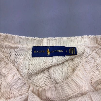 Beige Ralph Lauren Cable Knit Sweater - L - Excellent Condition - Revaleur