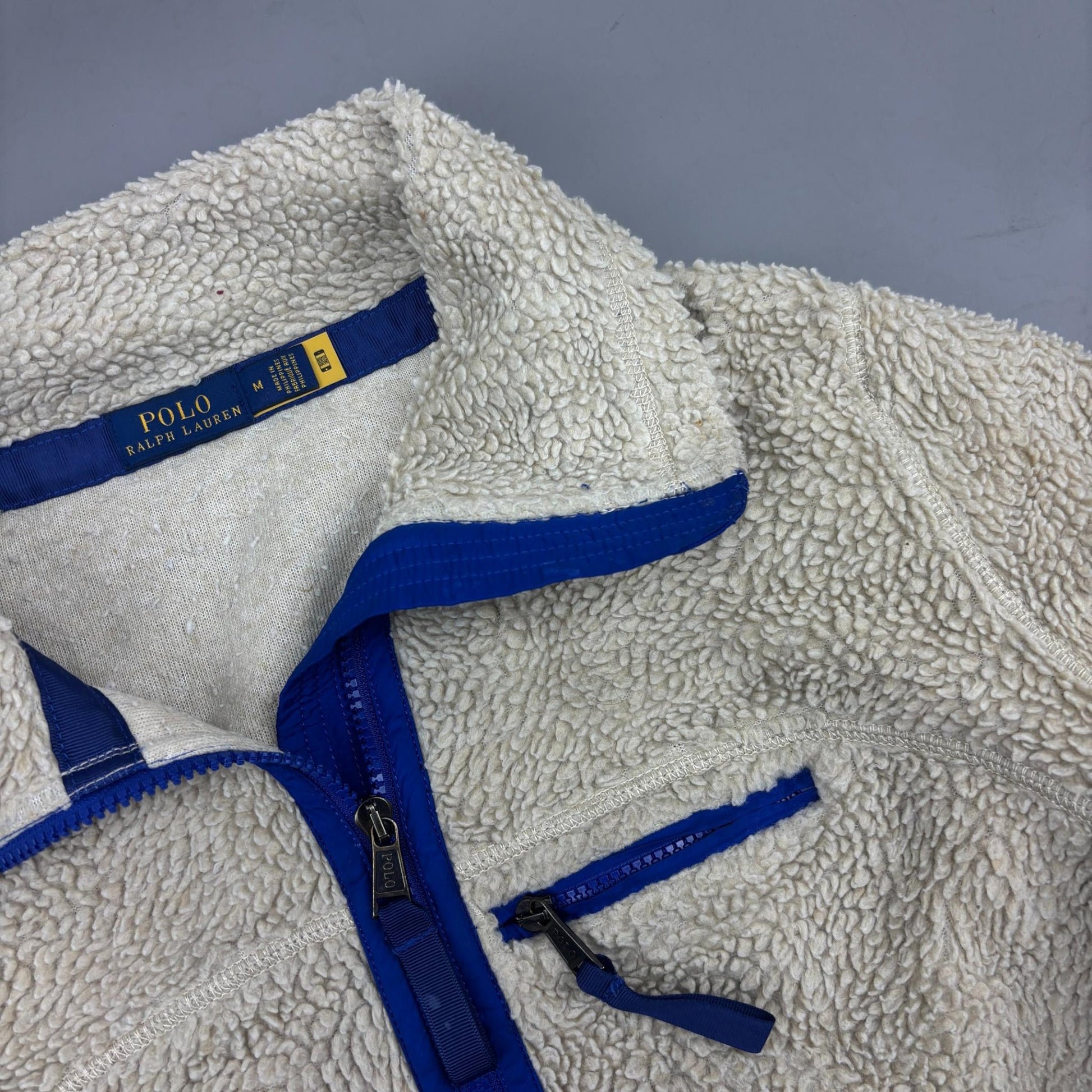 Beige Ralph Lauren Fleece Jacket - Men M - Very Good - Revaleur