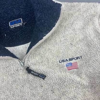 Beige Ralph Lauren Fleece Jacket - Men M - Very Good - Revaleur