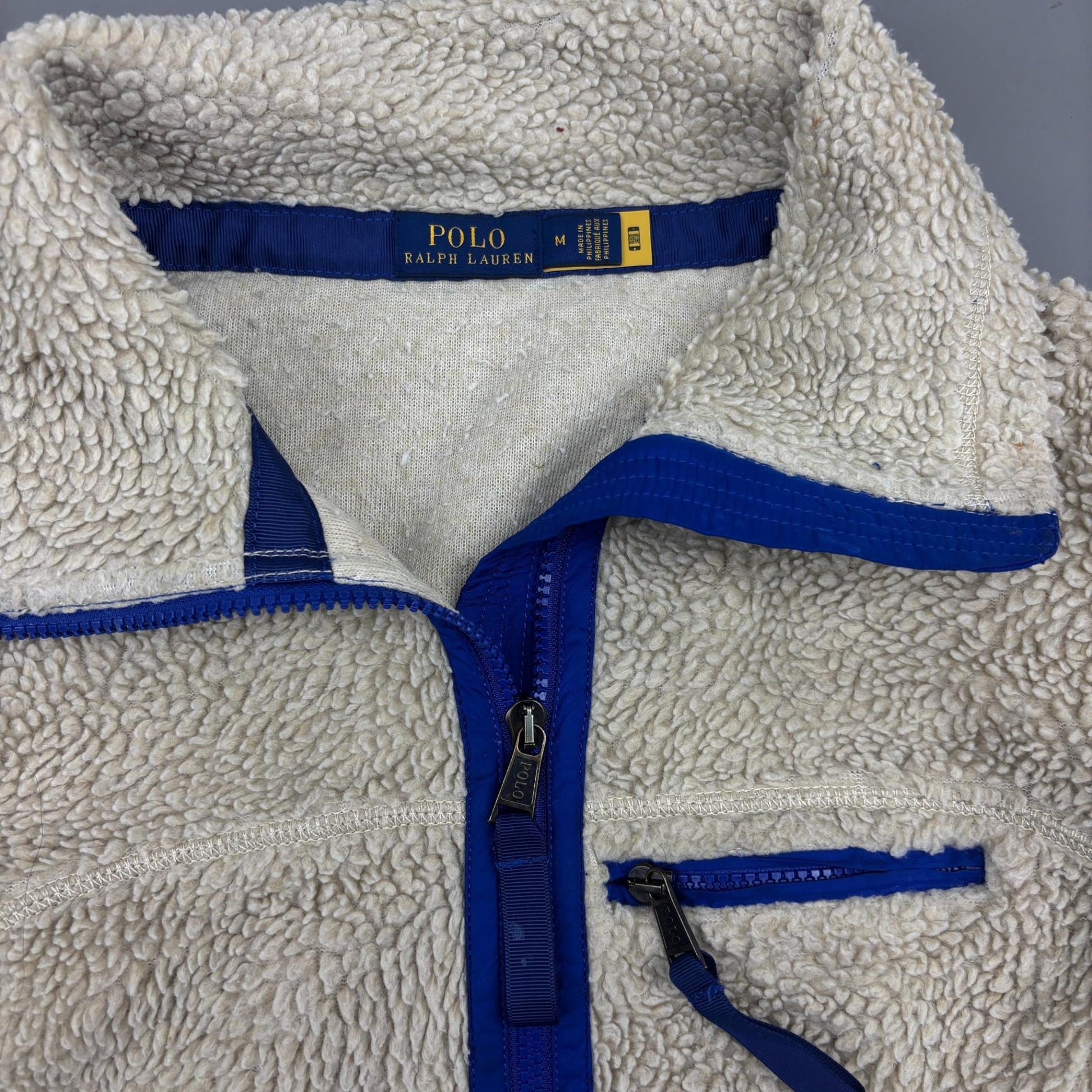 Beige Ralph Lauren Fleece Jacket - Men M - Very Good - Revaleur