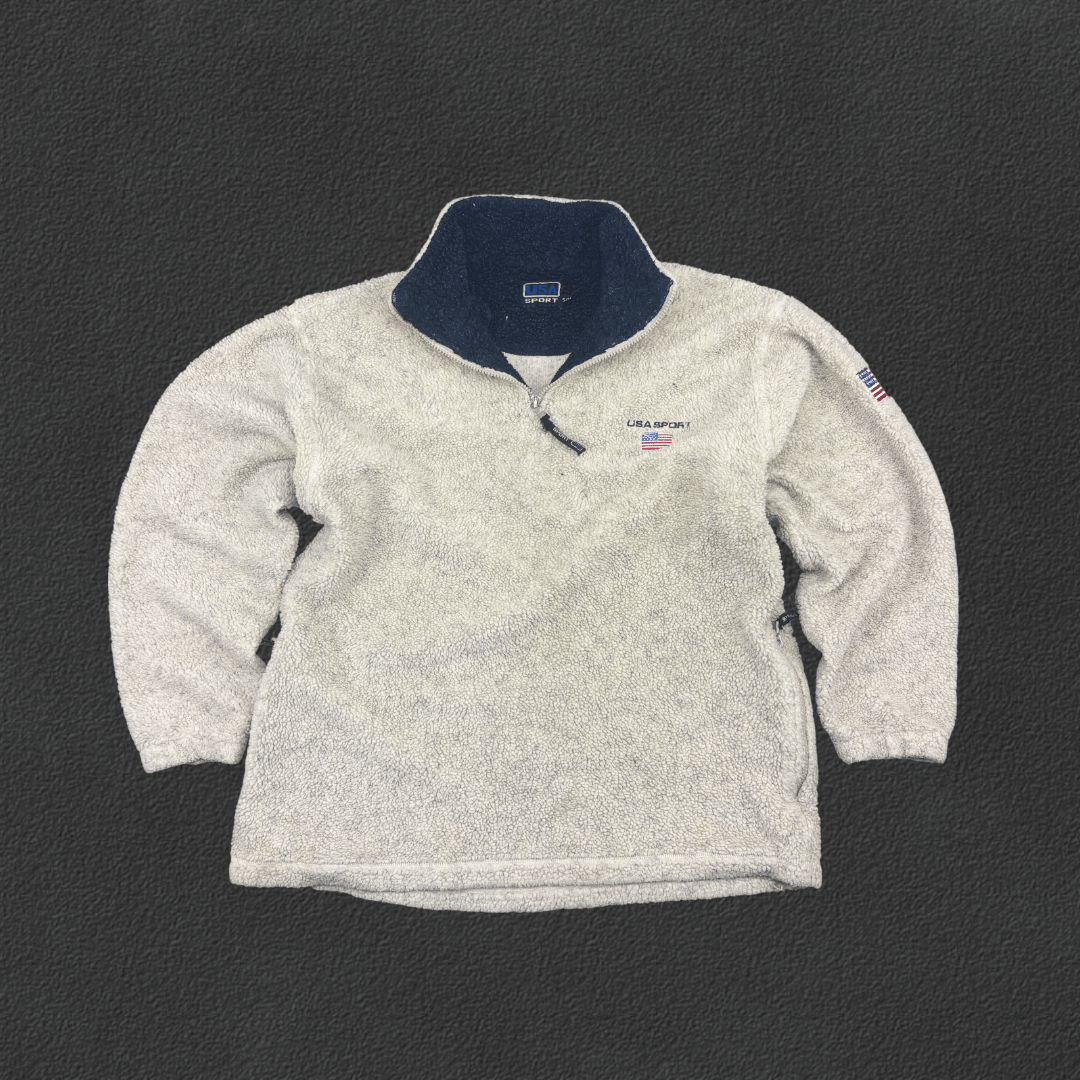 Beige Ralph Lauren Fleece Jacket - Men M - Very Good - Revaleur