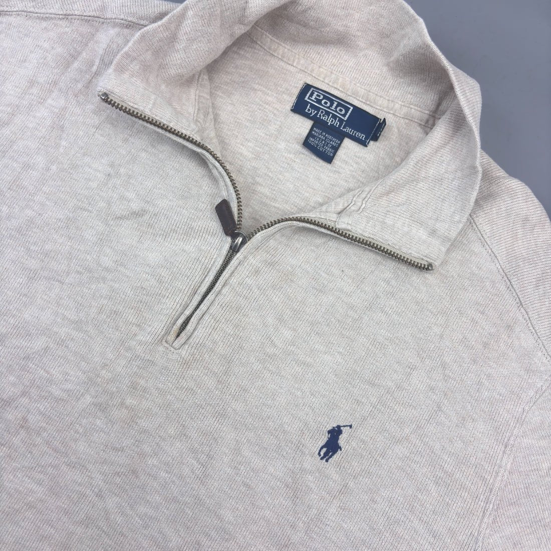 Beige Ralph Lauren Half Zip - Men M - Very Good - Revaleur