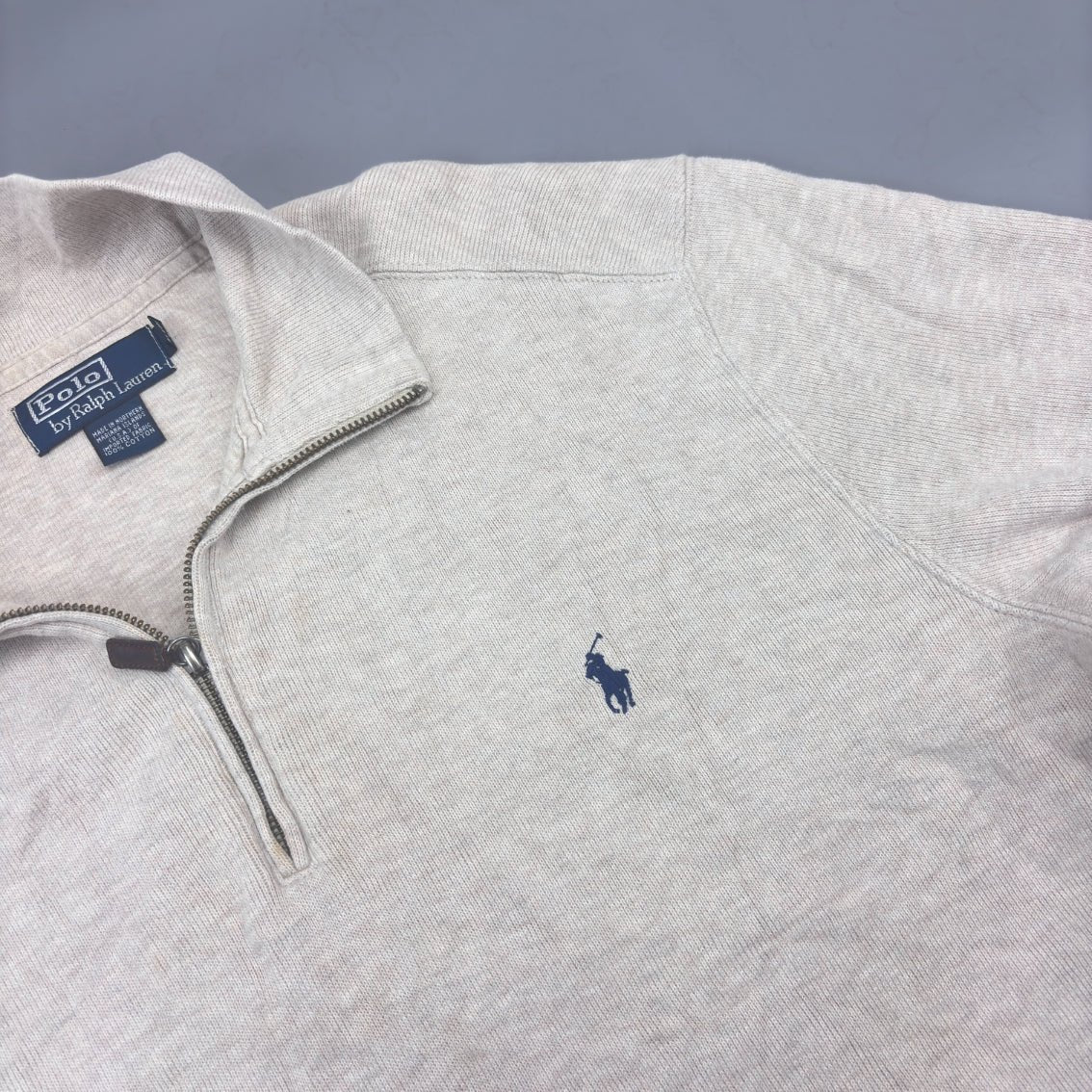 Beige Ralph Lauren Half Zip - Men M - Very Good - Revaleur