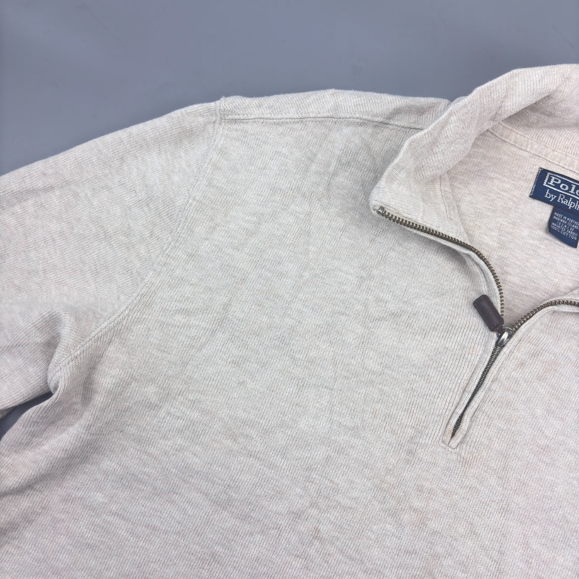 Beige Ralph Lauren Half Zip - Men M - Very Good - Revaleur