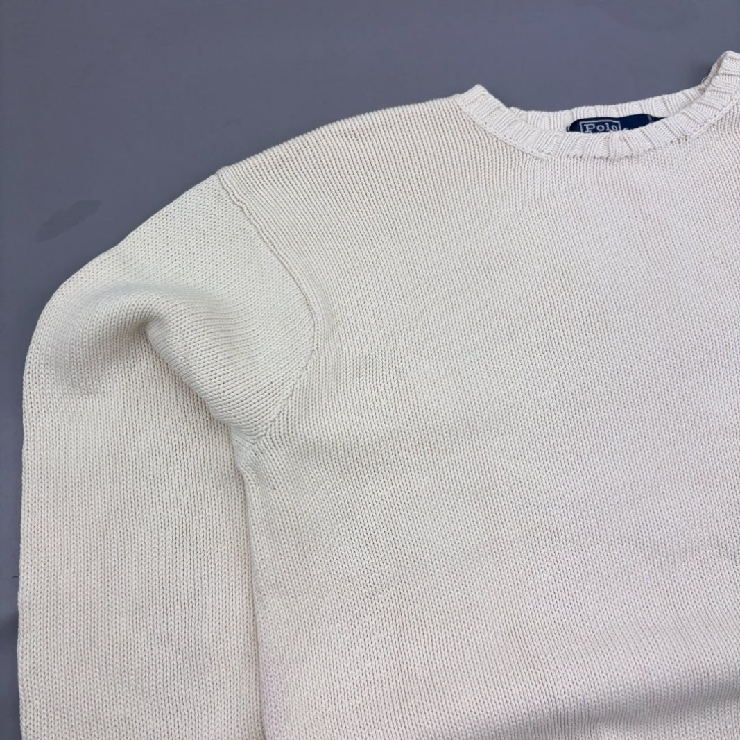 Beige Ralph Lauren Knitted Sweater - Men M - Very Good - Revaleur