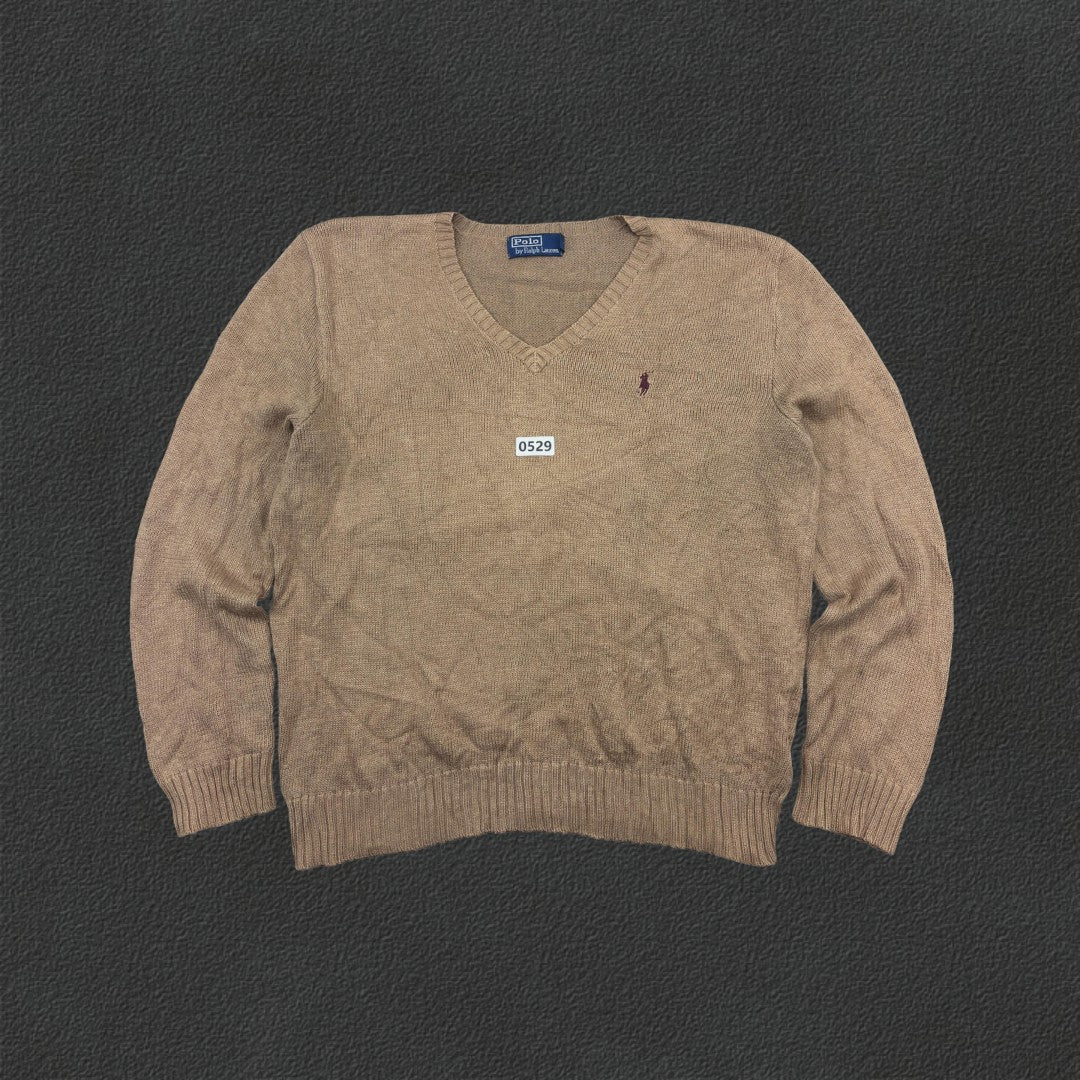 Beige Ralph Lauren V - neck Sweater - S - Very Good - Revaleur